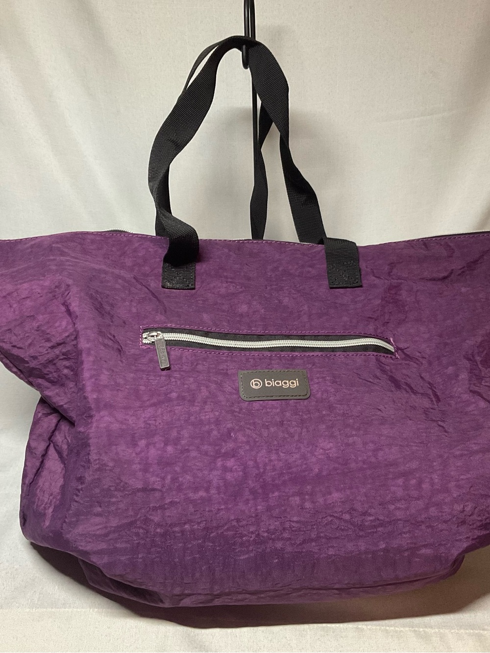 Biaggi Purple Tote Bag with Front Zip Pocket